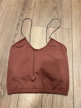 Free People Rust Brown Spaghetti-Strap Cropped Tank